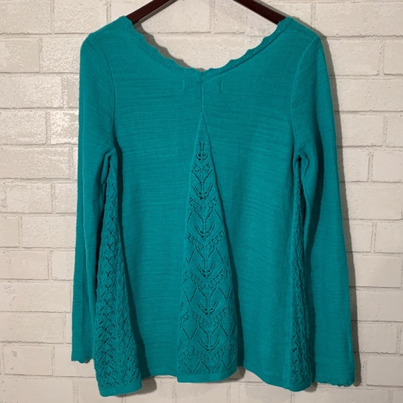 Anthropologie Sparrow Crochet Turquoise Sweater M - Picture 2 of 7